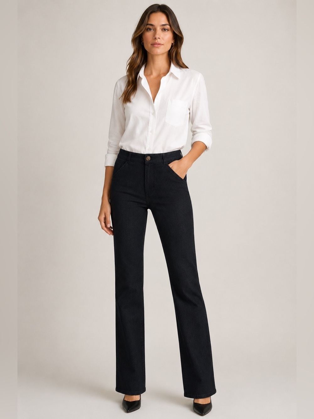 Theory Movement Black Denim Straight Trouser Jeans – Women’s Size 4